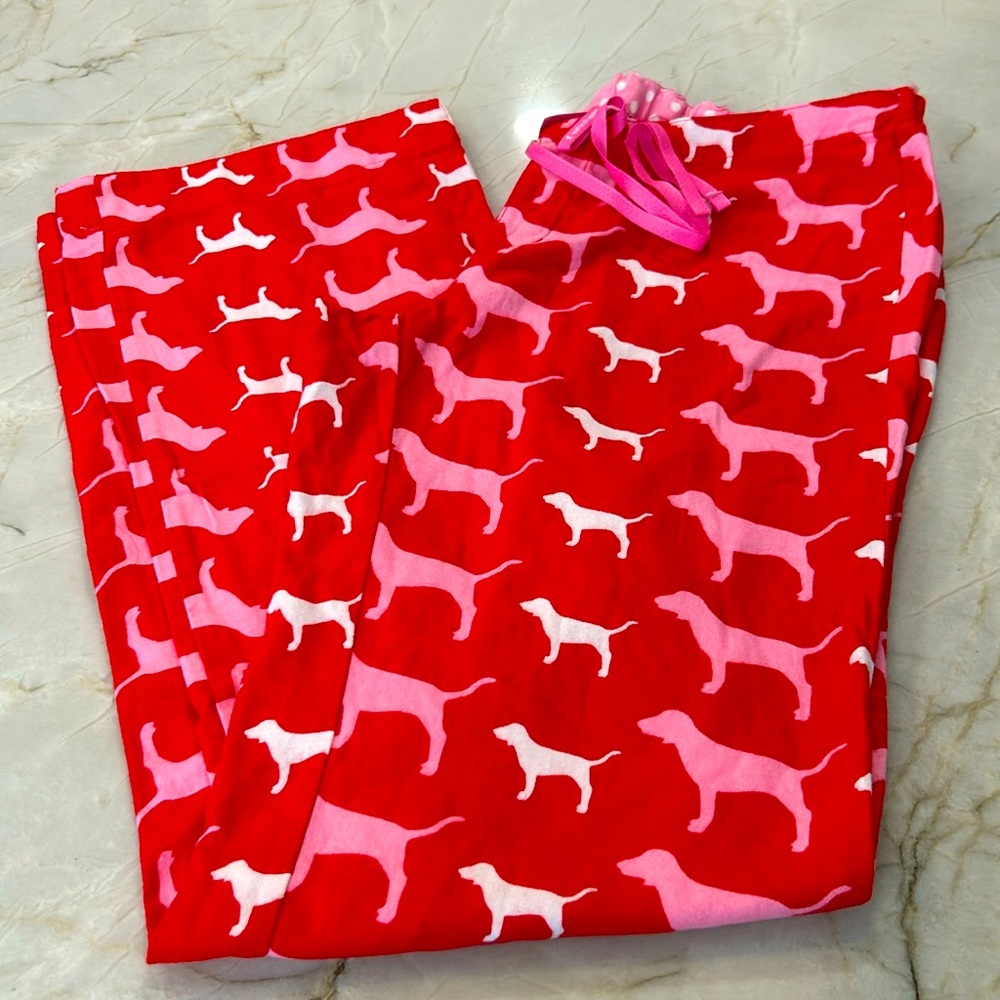 Victoria’s Secret Red Dog Print Flannel Pajamas